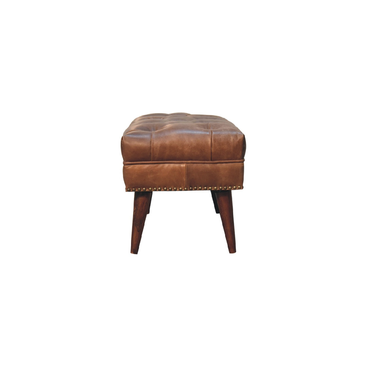 Harbour Brown Leather Bench | Chestnut