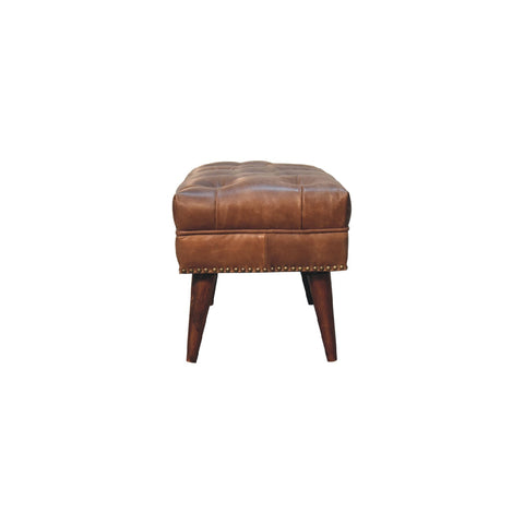 Harbour Brown Leather Bench | Chestnut