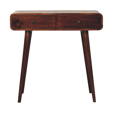 Chestnut Curved Hallway Table Chest of Drawers