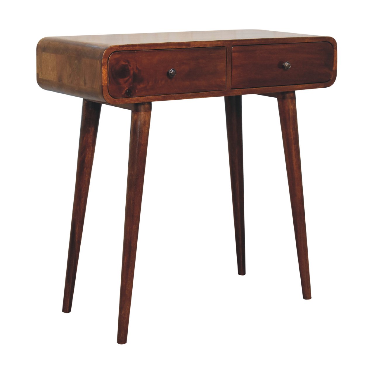 Chestnut Curved Hallway Table Chest of Drawers