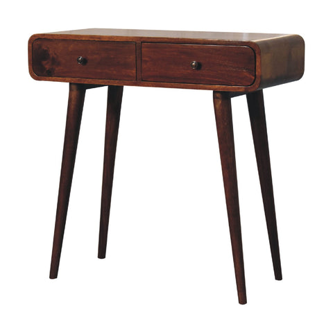 Chestnut Curved Hallway Table Chest of Drawers
