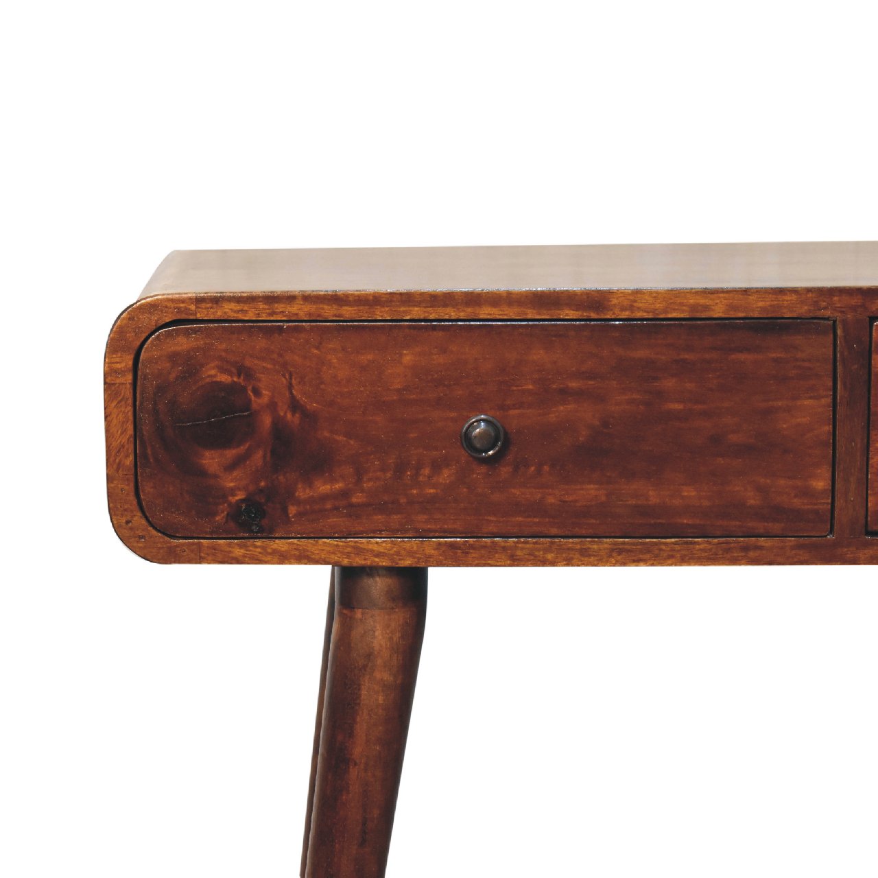 Chestnut Curved Hallway Table Chest of Drawers