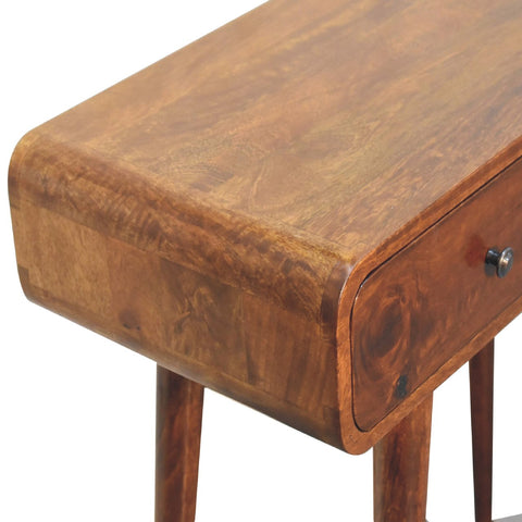 Chestnut Curved Hallway Table Chest of Drawers
