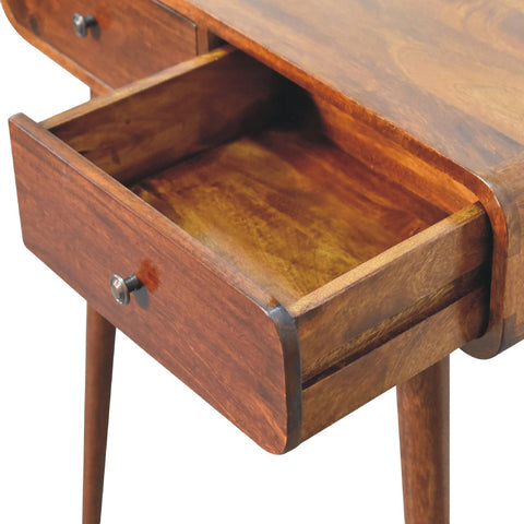 Chestnut Curved Hallway Table Chest of Drawers