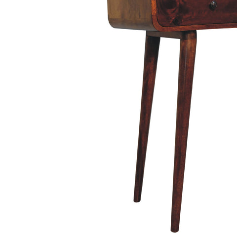 Chestnut Curved Hallway Table Chest of Drawers
