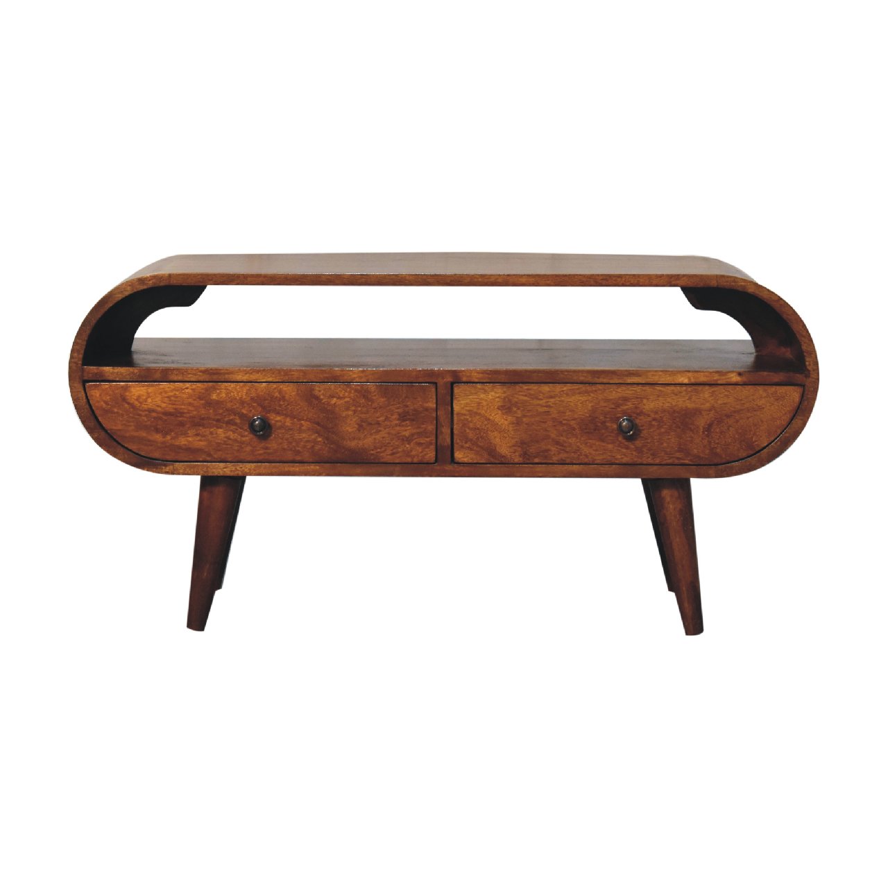 Chestnut Circular TV Stand Chest of Drawers