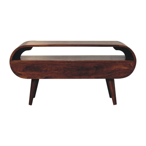 Chestnut Circular TV Stand Chest of Drawers