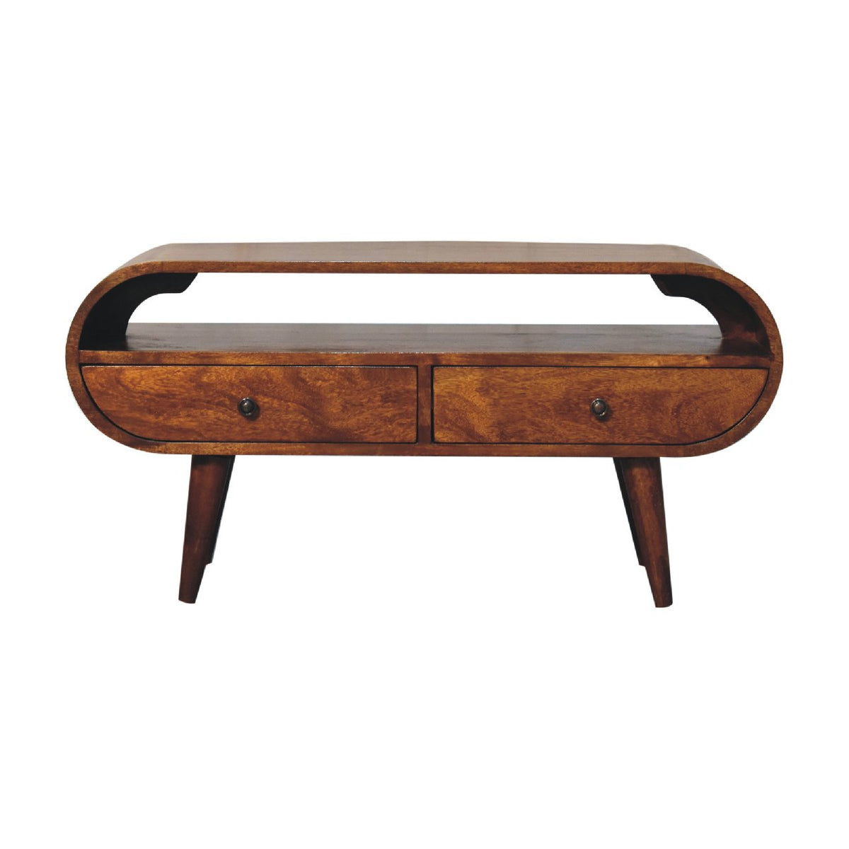 Chestnut Circular TV Stand Chest of Drawers