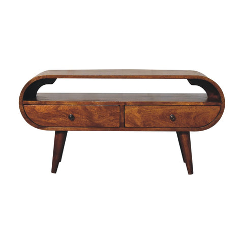 Chestnut Circular TV Stand Chest of Drawers
