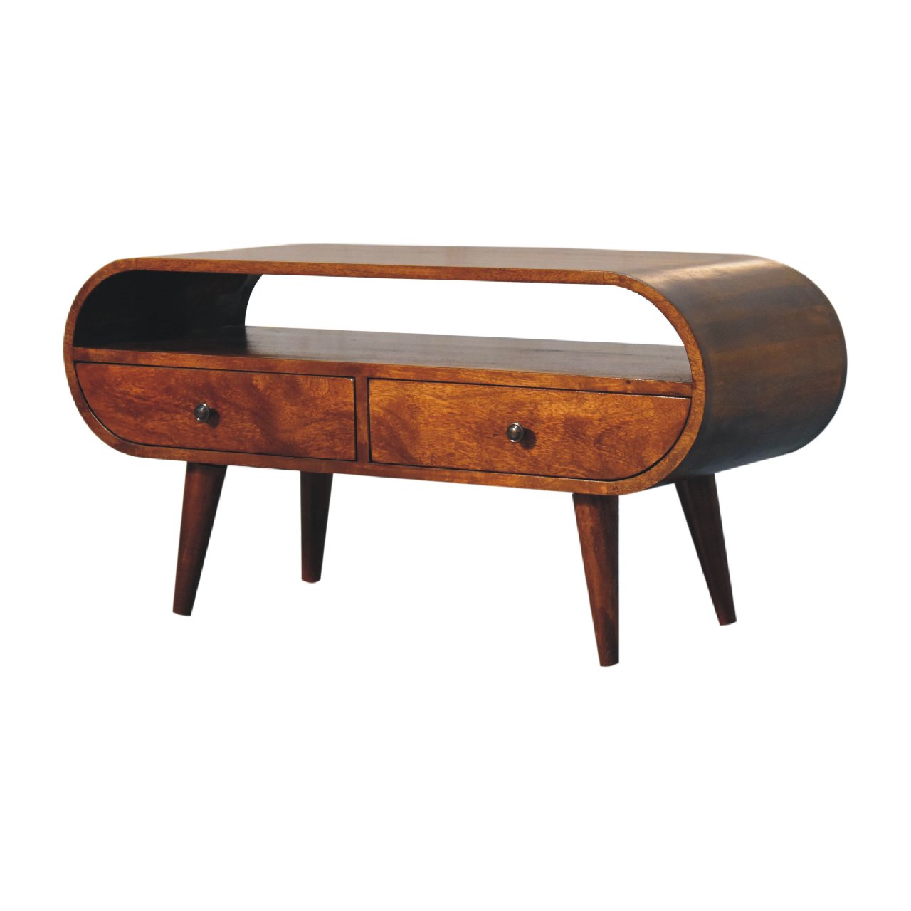 Chestnut Circular TV Stand Chest of Drawers