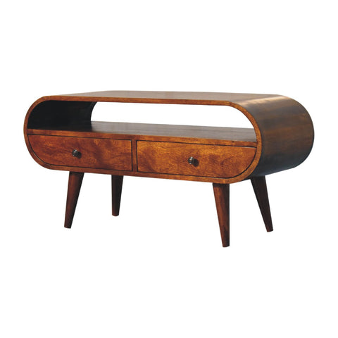 Chestnut Circular TV Stand Chest of Drawers