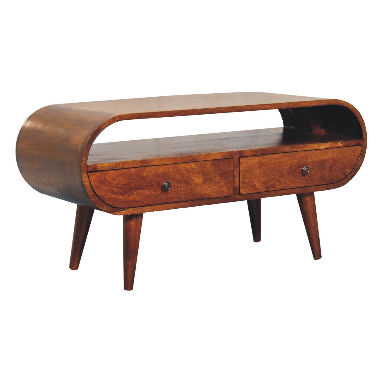 Chestnut Circular TV Stand Chest of Drawers