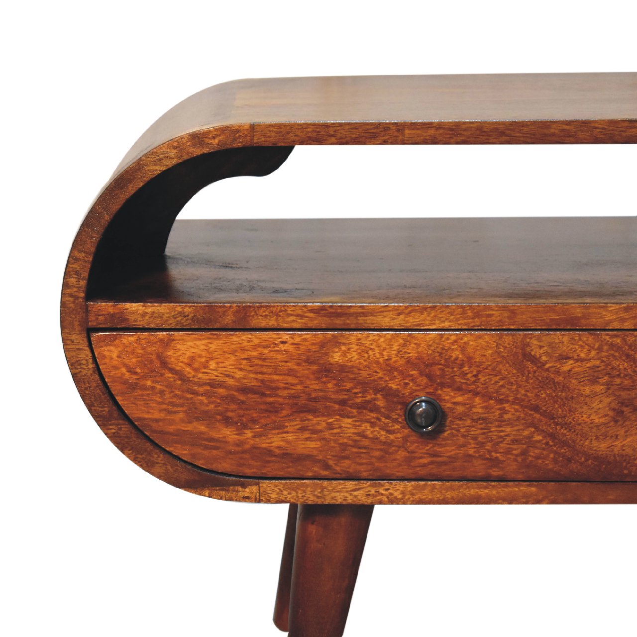 Chestnut Circular TV Stand Chest of Drawers