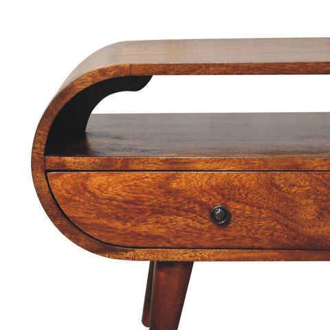 Chestnut Circular TV Stand Chest of Drawers