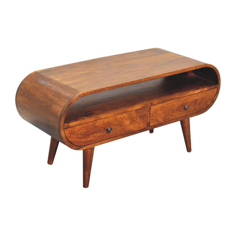 Chestnut Circular TV Stand Chest of Drawers