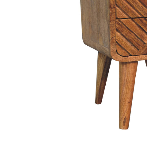 Mini Lille Curved Bedside Table | Oak Solid Mango Wood Open Shelf