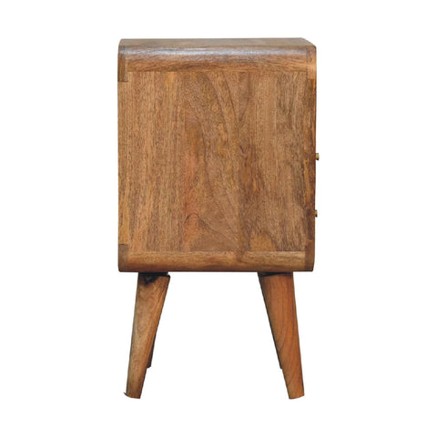 Mini Lille Curved Bedside Table | Oak Solid Mango Wood Open Shelf