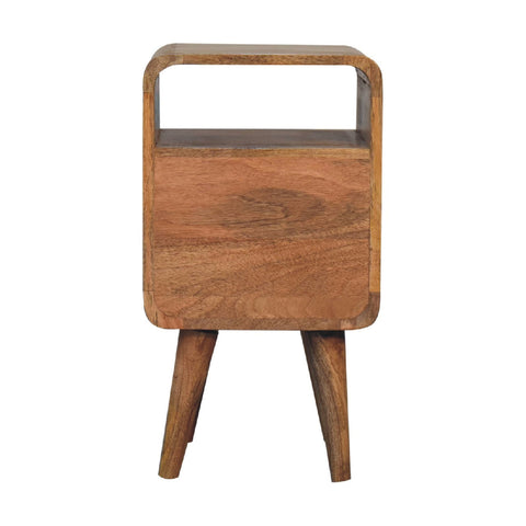 Mini Lille Curved Bedside Table | Oak Solid Mango Wood Open Shelf