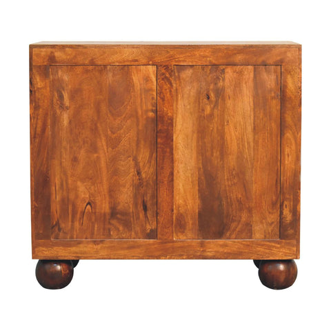 Chestnut Carved Ball Chest of Drawers | Linen Hand-Carved