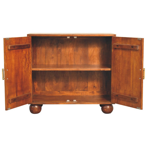 Chestnut Carved Ball Chest of Drawers | Linen Hand-Carved
