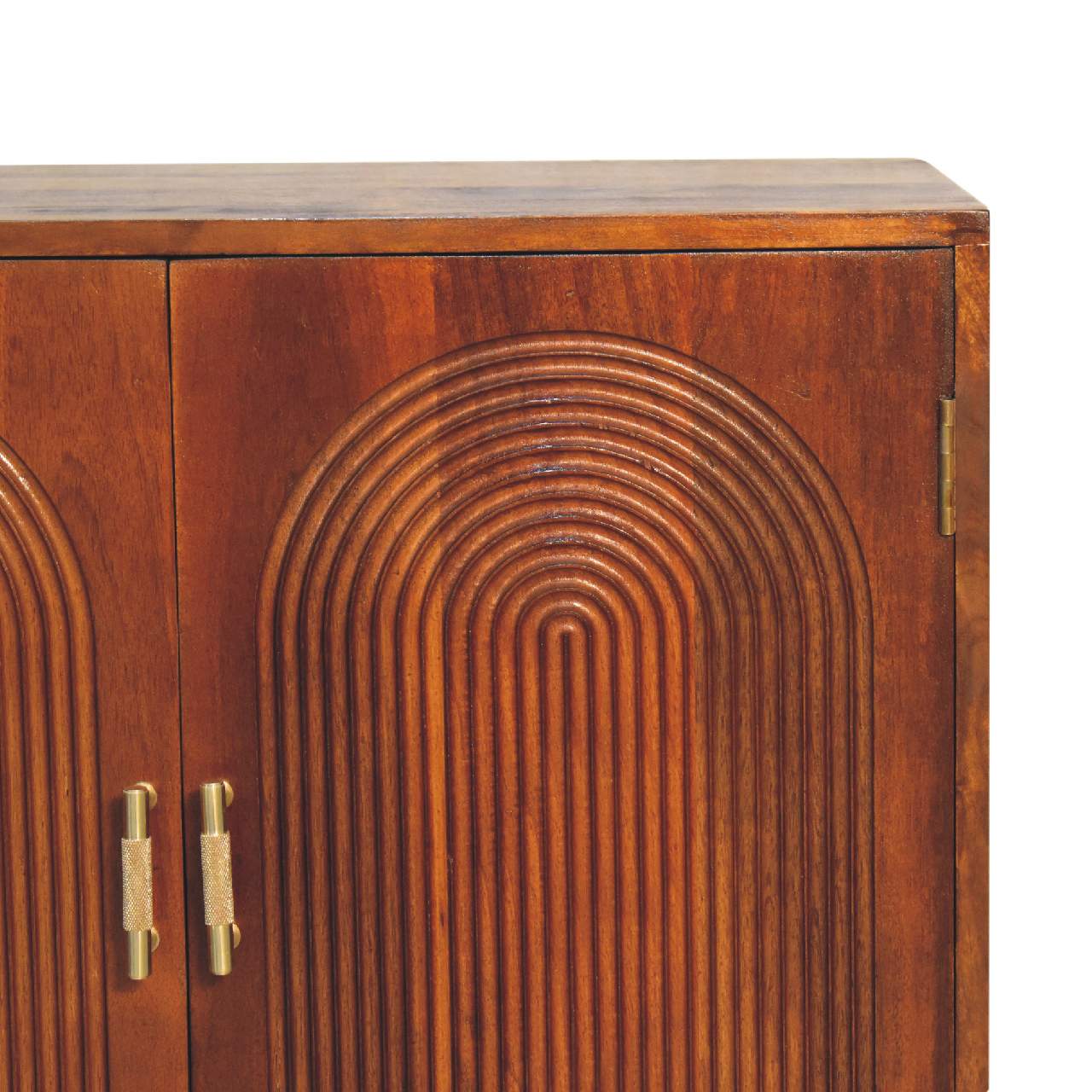 Chestnut Carved Ball Chest of Drawers | Linen Hand-Carved