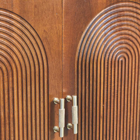 Chestnut Carved Ball Chest of Drawers | Linen Hand-Carved