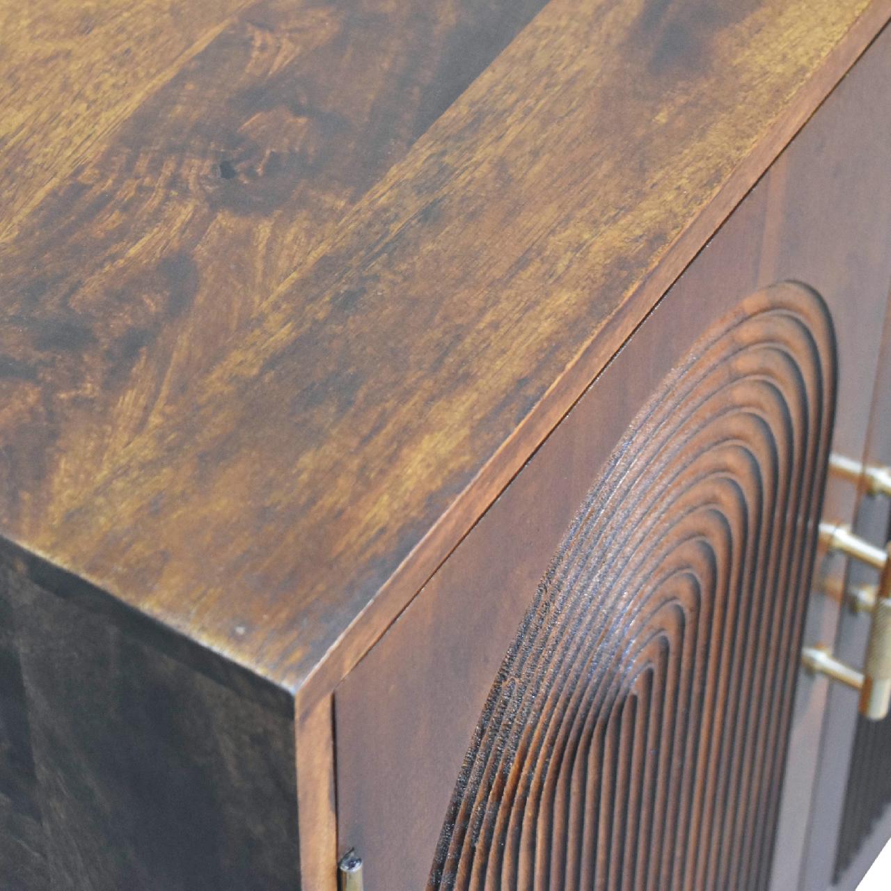 Chestnut Carved Ball Chest of Drawers | Linen Hand-Carved