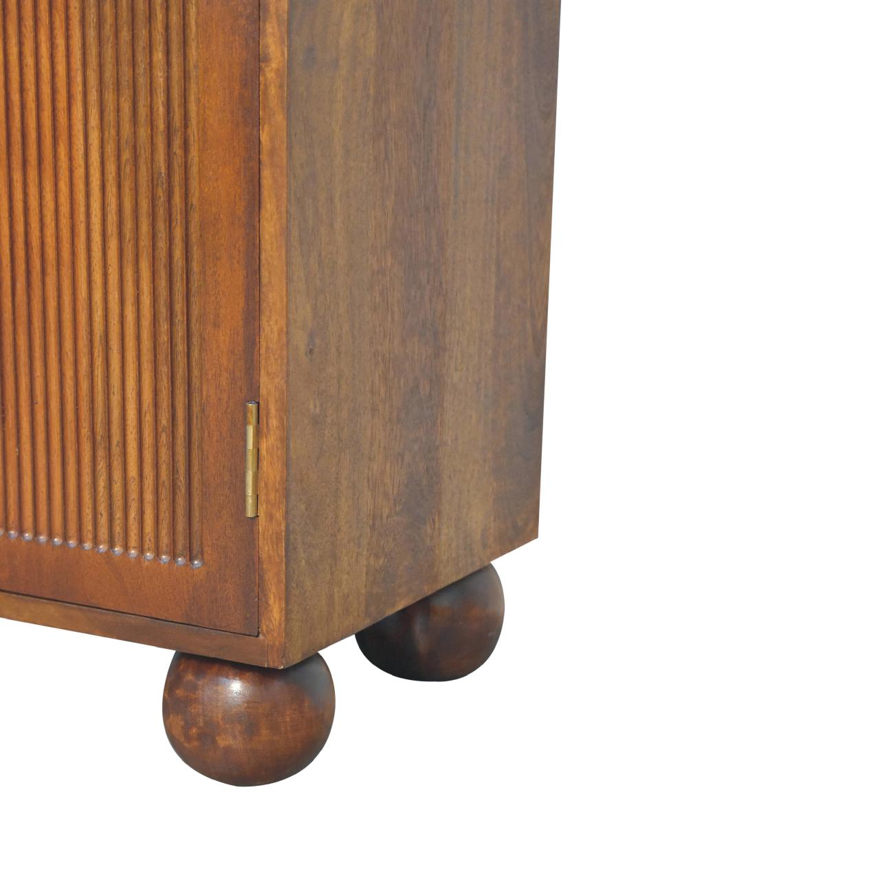 Chestnut Carved Ball Chest of Drawers | Linen Hand-Carved