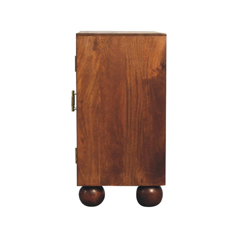 Chestnut Carved Ball Chest of Drawers | Linen Hand-Carved