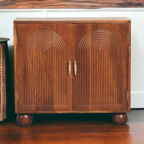 Chestnut Carved Ball Chest of Drawers | Linen Hand-Carved