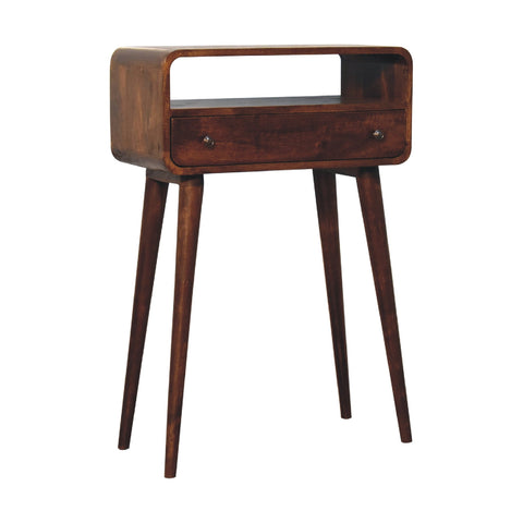 Chestnut Nordic Style One Drawer & One Open Slot Chest of Drawers