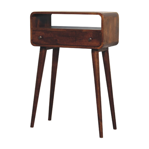 Chestnut Nordic Style One Drawer & One Open Slot Chest of Drawers