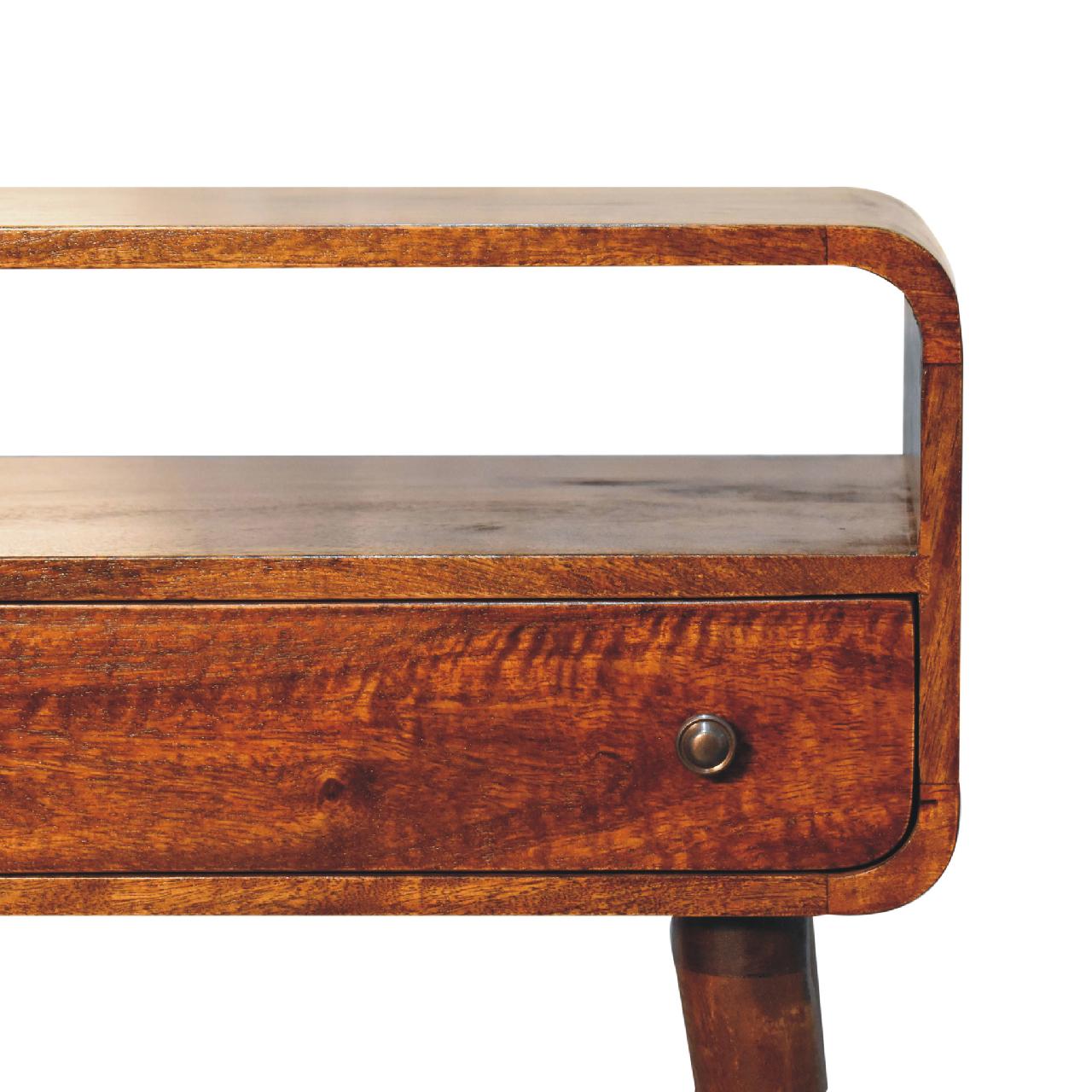 Chestnut Nordic Style One Drawer & One Open Slot Chest of Drawers