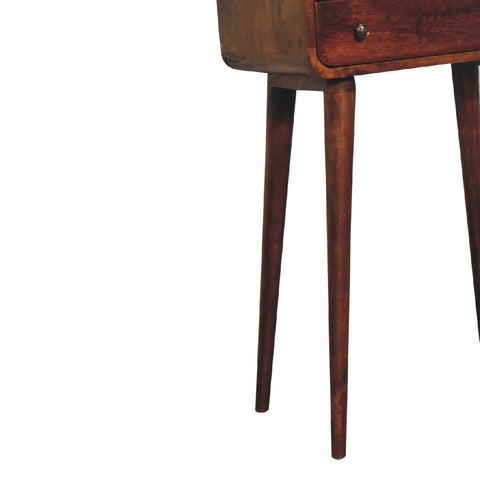 Chestnut Nordic Style One Drawer & One Open Slot Chest of Drawers