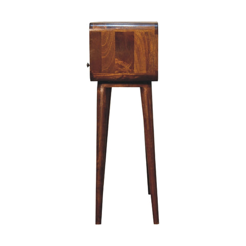 Chestnut Nordic Style One Drawer & One Open Slot Chest of Drawers