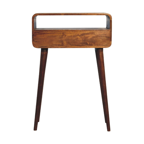 Chestnut Nordic Style One Drawer & One Open Slot Chest of Drawers