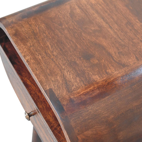 Light Walnut Circular Bedside with Open Slot Bedside Table