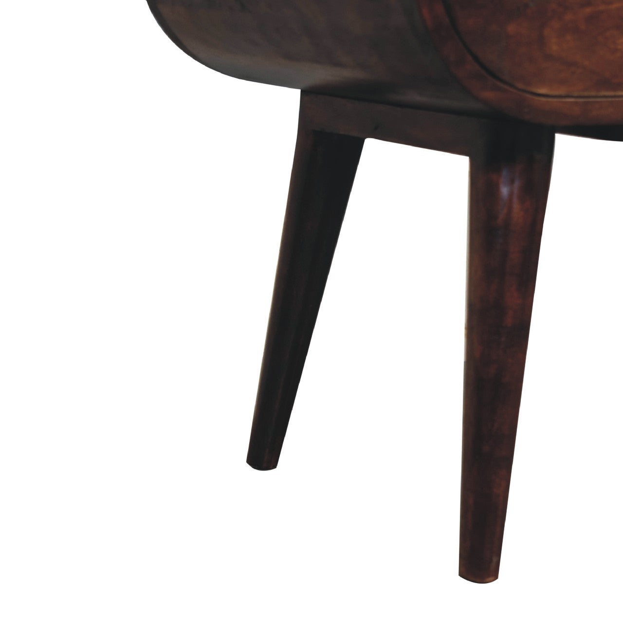 Light Walnut Circular Bedside with Open Slot Bedside Table