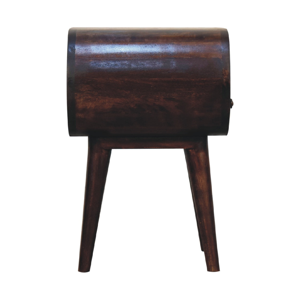 Light Walnut Circular Bedside with Open Slot Bedside Table