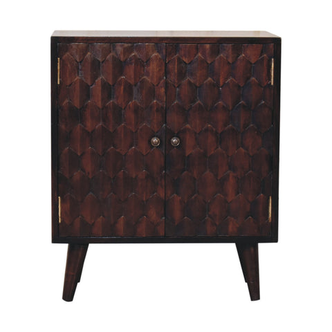 Mini Pineapple Carved Light Walnut Chest of Drawers | Hand-Carved