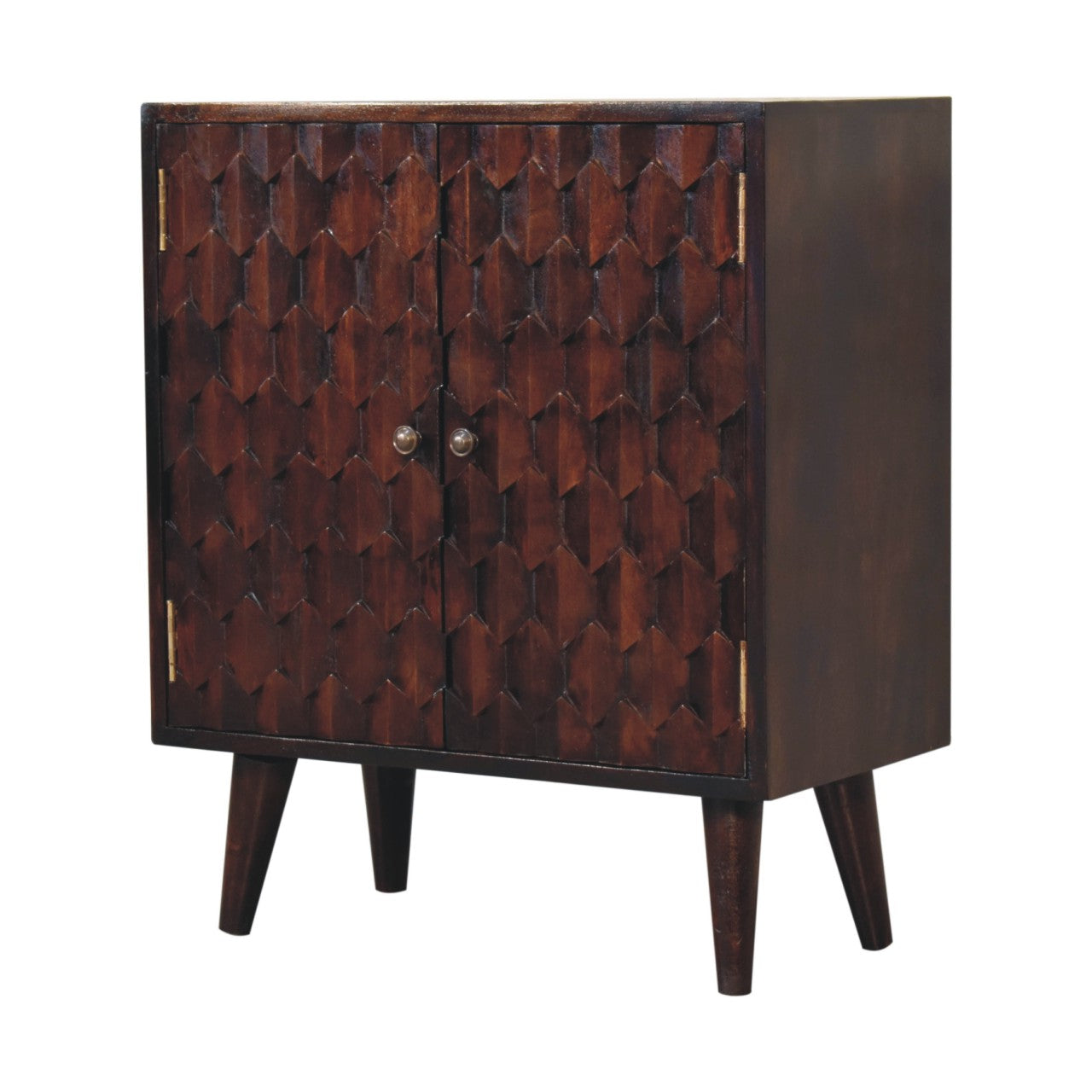Mini Pineapple Carved Light Walnut Chest of Drawers | Hand-Carved