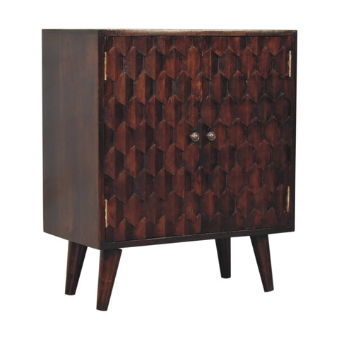 Mini Pineapple Carved Light Walnut Chest of Drawers | Hand-Carved