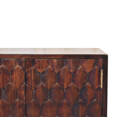Mini Pineapple Carved Light Walnut Chest of Drawers | Hand-Carved