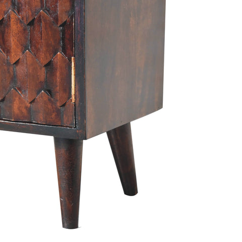 Mini Pineapple Carved Light Walnut Chest of Drawers | Hand-Carved