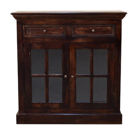 Light Walnut Cabinet with Glazed Doors Chest of Drawers