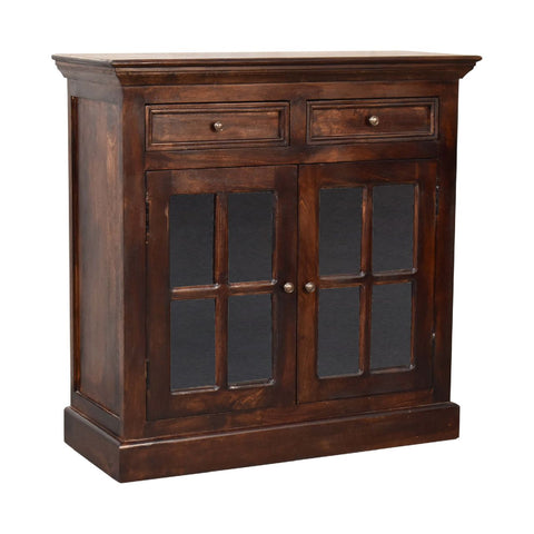 Light Walnut Cabinet with Glazed Doors Chest of Drawers