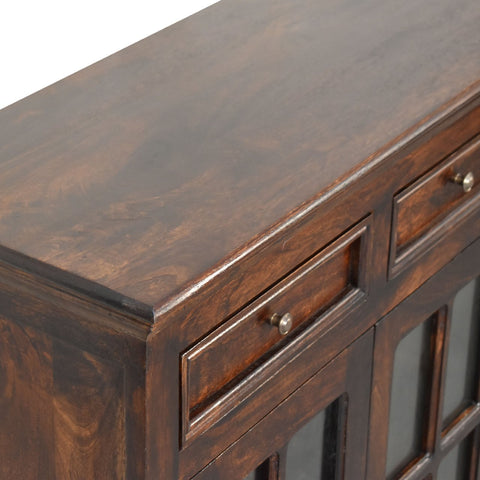 Light Walnut Cabinet with Glazed Doors Chest of Drawers