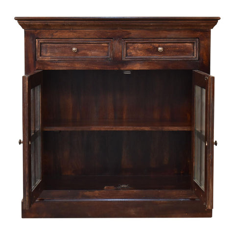 Light Walnut Cabinet with Glazed Doors Chest of Drawers