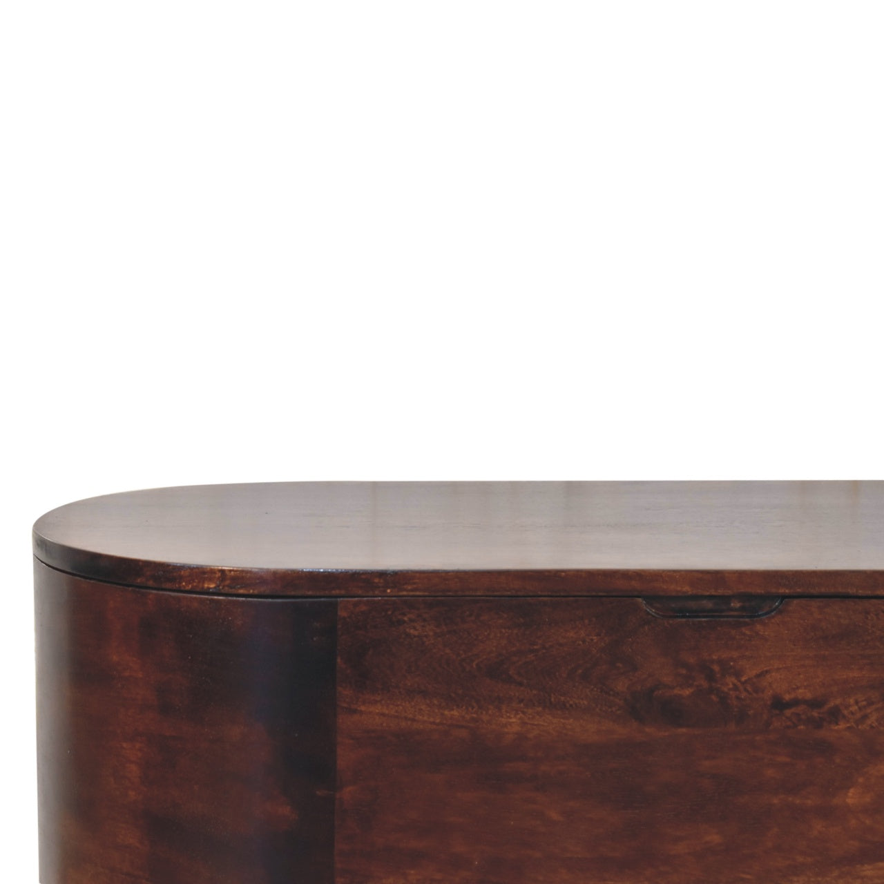 Light Walnut Rounded Lid-up Blanket Box Storage Bench | Linen