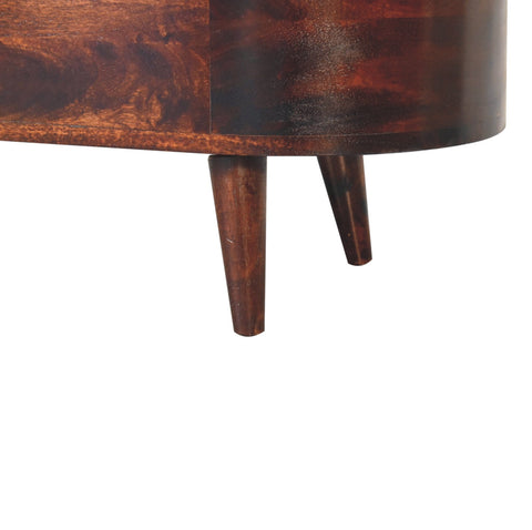 Light Walnut Rounded Lid-up Blanket Box Storage Bench | Linen